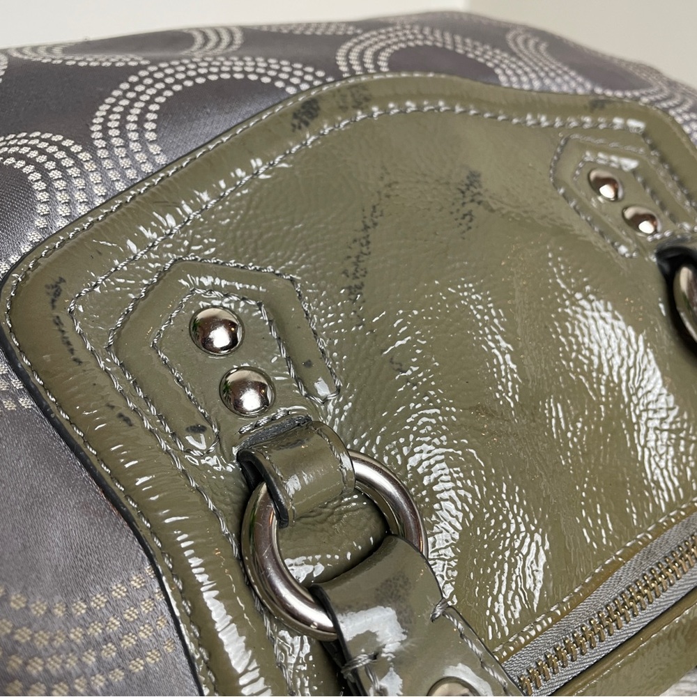 Coach Ashley Dotted OP Signature Satchel Purse Gray - Picture 7 of 13